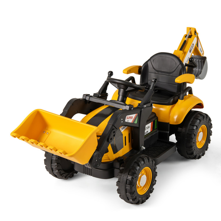 12V Electric Construction Vehicle 4 in 1 Ride on Tractor Excavator & Bulldozer for Kids-Yellow - Gallery View 20 of 20